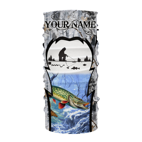 Northern Pike ice fishing Winter camo custom unisex Long sleeve fishing shirt, Ice fishing Pike jersey NQS9192