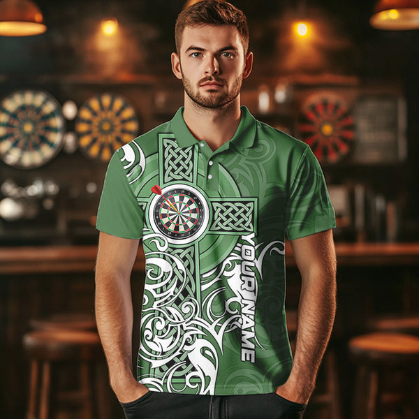 Green Irish Tribal Cross St Patrick's Day Mens Darts shirts Custom Lucky Darts Team Jerseys NQS9553
