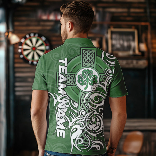 Green Irish Tribal Cross St Patrick's Day Mens Darts shirts Custom Lucky Darts Team Jerseys NQS9553