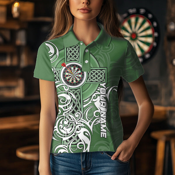 Green Irish Tribal Cross St Patrick's Day Women Darts shirts Custom Lucky Darts Team Jerseys NQS9553