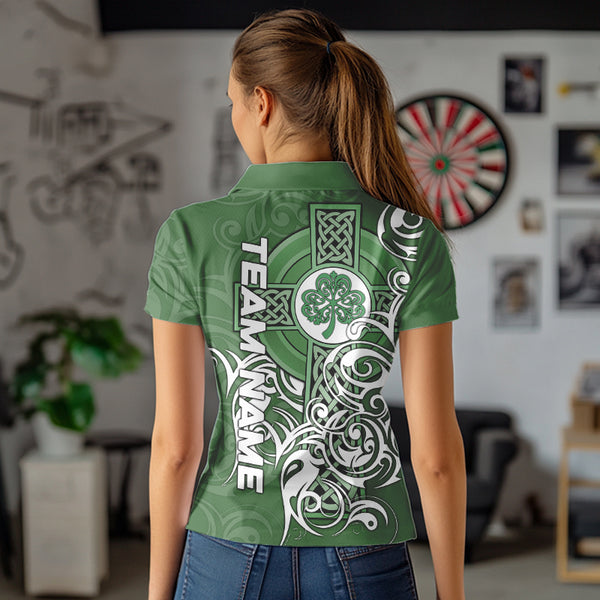 Green Irish Tribal Cross St Patrick's Day Women Darts shirts Custom Lucky Darts Team Jerseys NQS9553