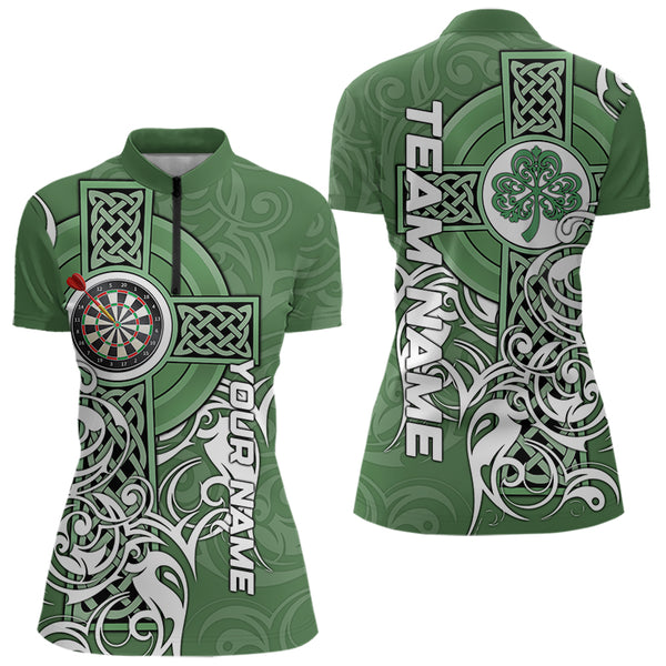 Green Irish Tribal Cross St Patrick's Day Women Darts shirts Custom Lucky Darts Team Jerseys NQS9553