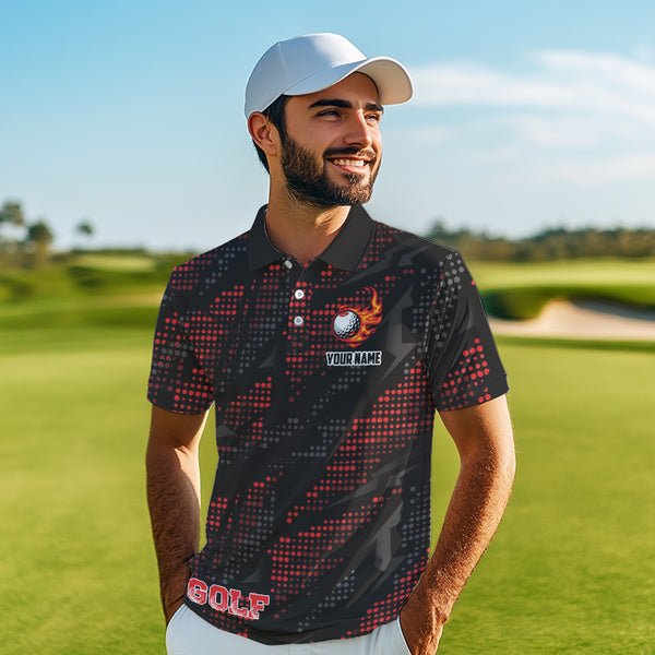 Black and Red Camo Golf Polo Shirts For Men Custom mens golf outfit team golf shirts NQS9715