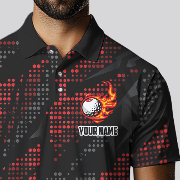 Black and Red Camo Golf Polo Shirts For Men Custom mens golf outfit team golf shirts NQS9715