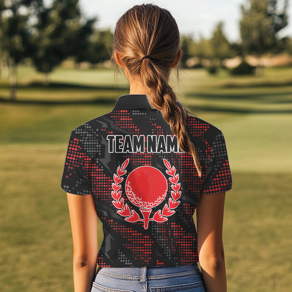 Black and Red Camo Golf Polo Shirts For Women Custom ladies golf outfit team golf shirts NQS9715