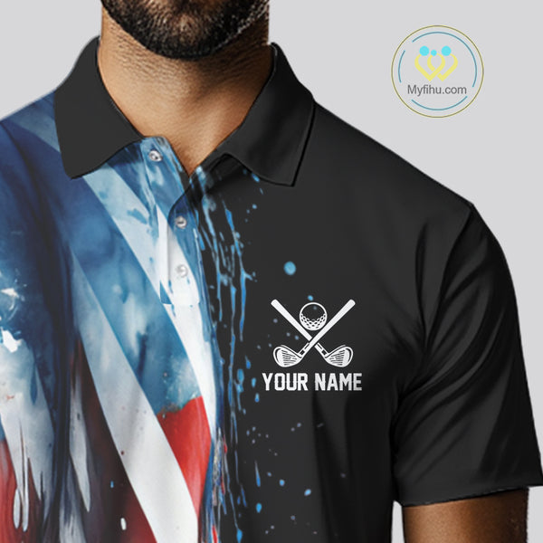 American flag Black Men golf polo shirts Custom team patriotic golf top for mens NQS9978