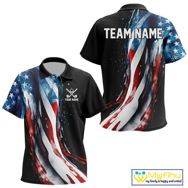 American flag Black Kid golf polo shirts Custom team patriotic golf top for Kid NQS9978