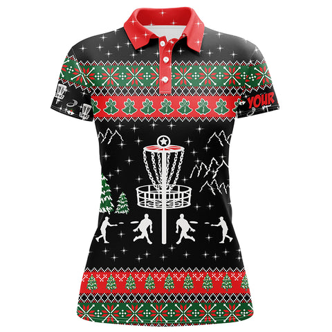 Funny ugly Christmas Womens golf polo shirt custom disc golf apparel frisbee golf shirt for ladies NQS6643