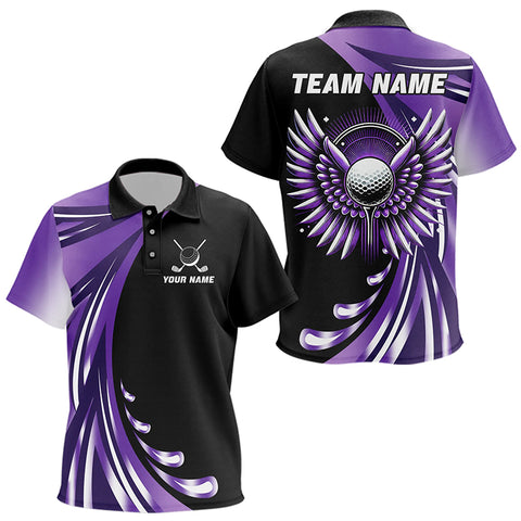 Black and Purple golf ball wings Kid Golf Polo Shirts Custom golf attire for Kid golfer gifts NQS9210