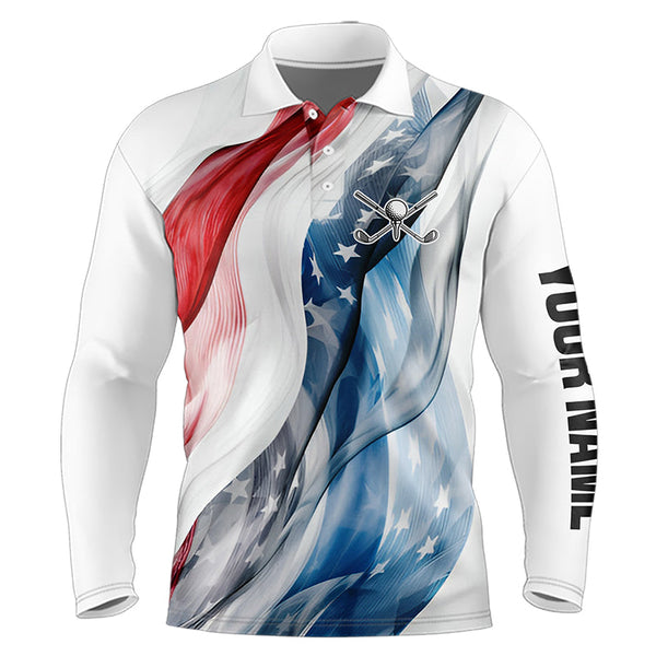 Red, White and Blue American flag Men golf polo shirts Customize patriotic Mens golf wear NQS9406