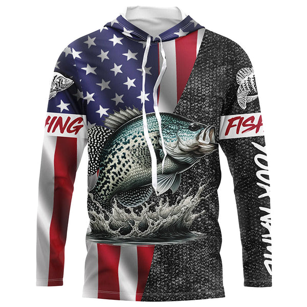 American Flag crappie Fishing Custom long sleeve Fishing Shirts for men personalized Fishing jerseys NQS4958