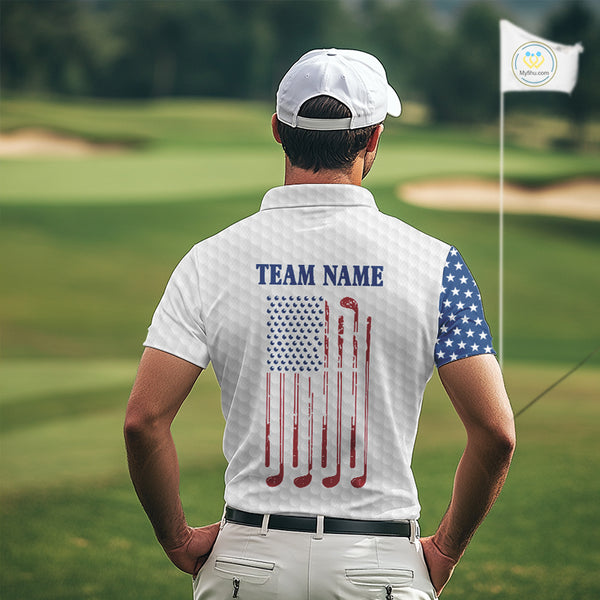 Red, White and Blue American Flag Golf polo shirts For Men Custom patriotic mens golf top NQS9987