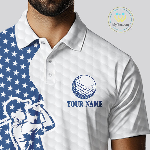 Red, White and Blue American Flag Golf polo shirts For Men Custom patriotic mens golf top NQS9987
