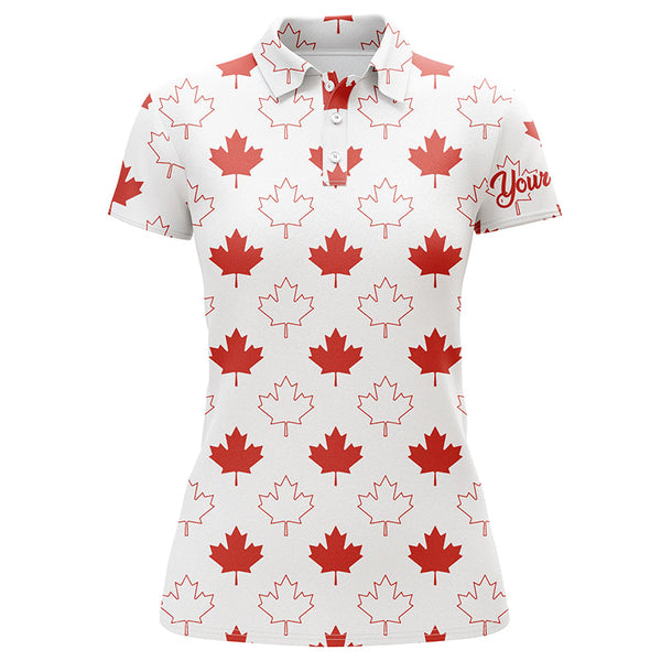 Women golf polo shirt Red Canada maple leaf pattern custom team golf polo shirts, ladies golf tops NQS5778
