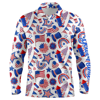 Mens golf polo shirts USA independence day pattern custom patriot team golf polo shirts NQS5780