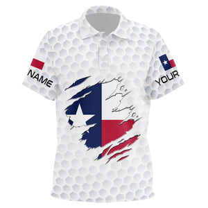 White Golf ball skin Texas Flag custom patriotic Kid golf polo shirts, unique patriot golf gifts NQS8739