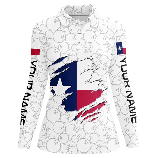 White Bowling Ball Camo Texas flag Bowling shirts for Women custom Team ladies bowling League jerseys NQS8740