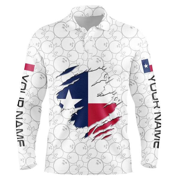 White Bowling Ball Camo Texas flag Bowling shirts for Men custom Team mens bowling League jerseys NQS8740