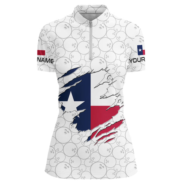 White Bowling Ball Camo Texas flag Bowling shirts for Women custom Team ladies bowling League jerseys NQS8740