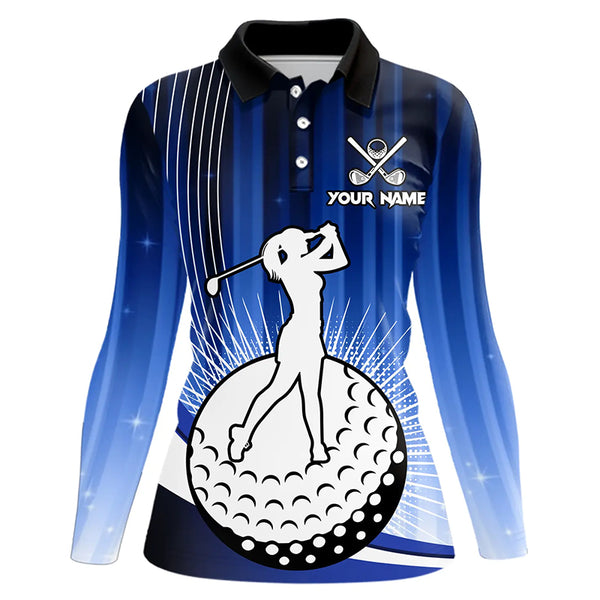 Women Golf Polo Shirts Custom golf attire for ladies, personalized golf gifts | Blue NQS9222