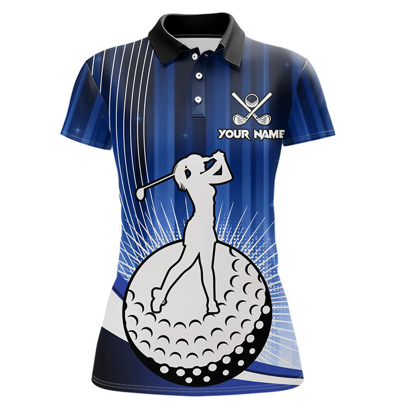 Women Golf Polo Shirts Custom golf attire for ladies, personalized golf gifts | Blue NQS9222