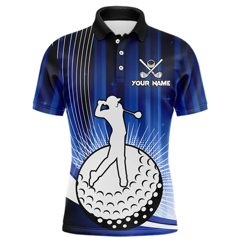 Mens Golf Polo Shirts Custom golf attire for men, personalized golf gifts | Blue NQS9222