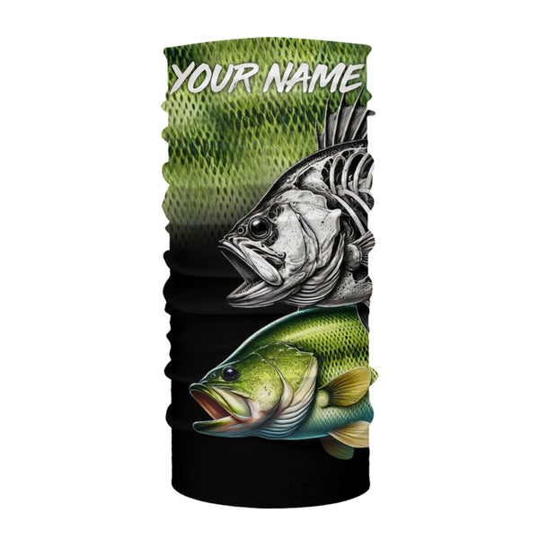 Bass Reaper Skeleton Green scales Custom Long Sleeve Fishing Shirts, Personalized Fishing Gifts NQS9572