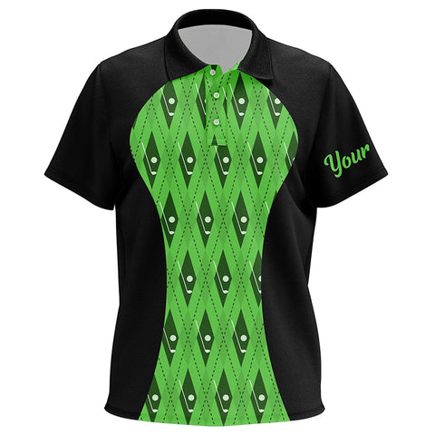 Kid golf polos shirts custom black and green argyle pattern golf clubs, team golf tops for Kid NQS7312