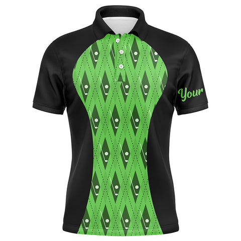 Mens golf polo shirt custom black and green argyle pattern golf clubs, team golf tops for men NQS7312
