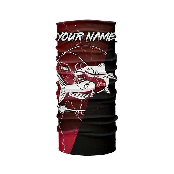 Catfish Fishing tattoo red camo lightning black Custom name performance long sleeve fishing shirts NQS5292