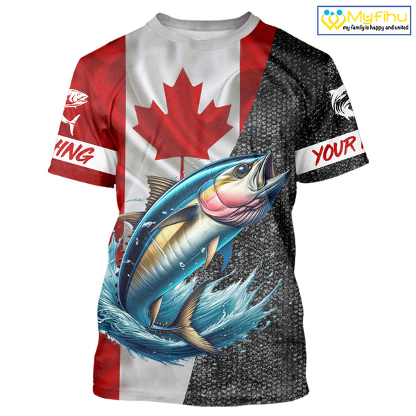 Canadian Flag Tuna Fishing Custom long sleeve performance Fishing Shirts, Tuna Fishing jerseys NQS9967