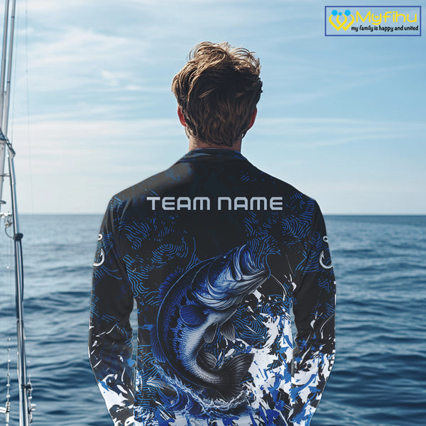 Blue Camo Largemouth Bass fishing Custom sun protection Bass fishing shirts, Bass fishing team jerseys NQS9994