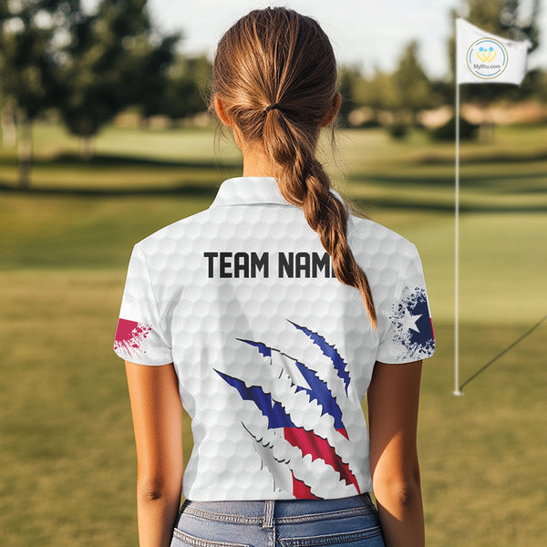 Personalized Texas Flag Women golf polo shirts, Custom Patriotic Golf Team Shirts For ladies NQS10156