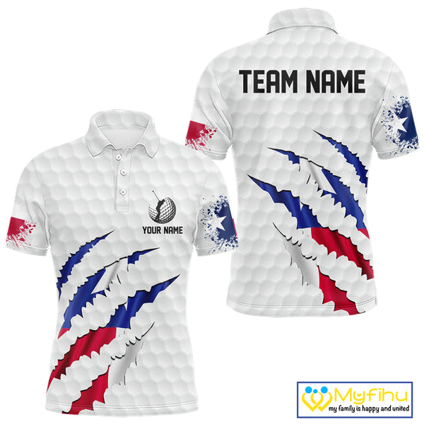 Personalized Texas Flag Men golf polo shirts, Custom Patriotic Golf Team Shirts For men NQS10156