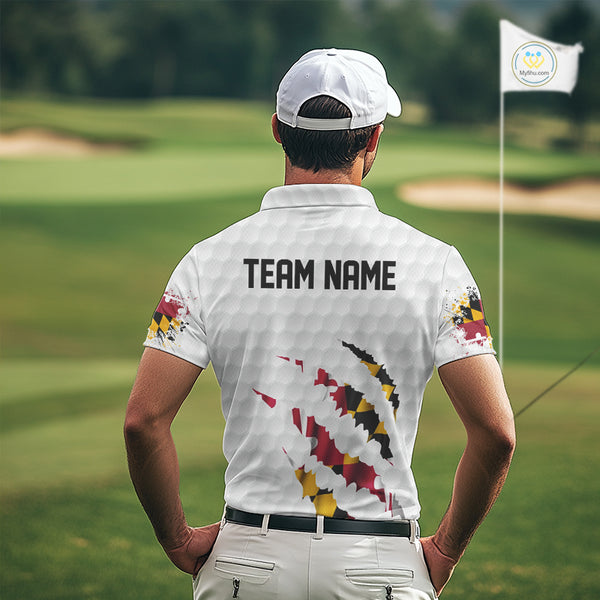Personalized Maryland Flag Men golf polo shirts, Custom Patriotic Golf Team Shirts For men NQS10157