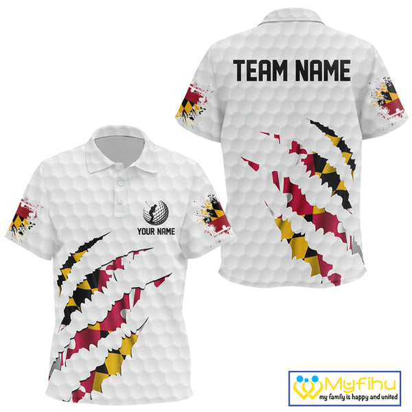 Personalized Maryland Flag Kid golf polo shirts, Custom Patriotic Golf Team Shirts For Kid NQS10157