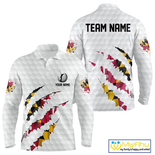 Personalized Maryland Flag Men golf polo shirts, Custom Patriotic Golf Team Shirts For men NQS10157