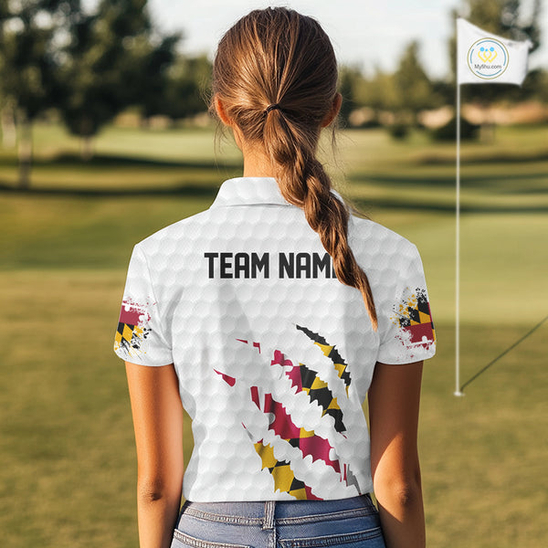 Personalized Maryland Flag Women golf polo shirts, Custom Patriotic Golf Team Shirts For ladies NQS10157