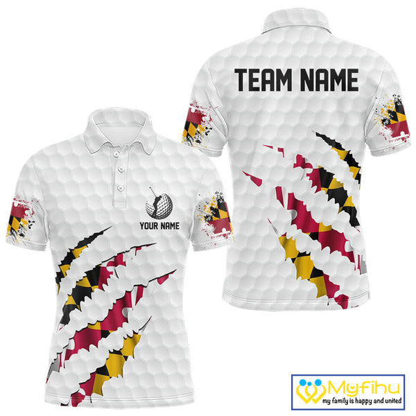 Personalized Maryland Flag Men golf polo shirts, Custom Patriotic Golf Team Shirts For men NQS10157