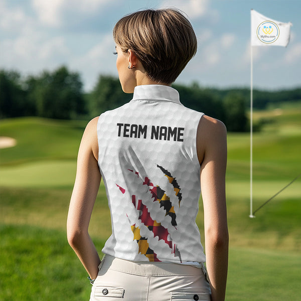 Personalized Maryland Flag Women sleeveless polo shirt, Custom Patriotic Golf Team Shirts For ladies NQS10157