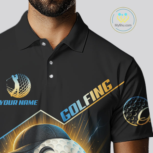 Funny Golf Ball Mens golf polo shirts custom name black golf shirt, best team golf shirts NQS10292