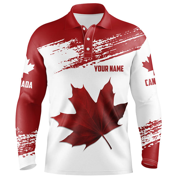 Canadian flag Mens golf polo shirt custom Maple leaves patriotic Canada golf shirt for men, golf gifts NQS6659