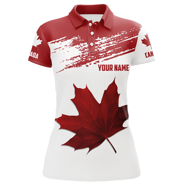 Canadian flag Womens golf polo shirt custom Maple leaves patriotic Canada golf shirt for ladies NQS6659