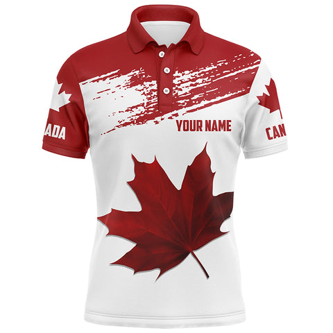 Canadian flag Mens golf polo shirt custom Maple leaves patriotic Canada golf shirt for men, golf gifts NQS6659