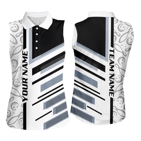 Black and White Camo Bowling Sleeveless Polo shirts custom Bowling Team Uniforms Jerseys NQS8763