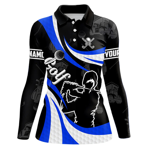 Black and White Women Golf Polo Shirts custom ladies golf top, best golf gifts | Blue NQS9231