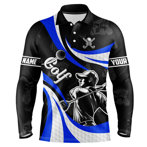 Black and White Mens golf polo shirts custom mens golf top, best golf gifts | Blue NQS9231