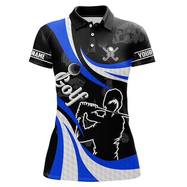 Black and White Women Golf Polo Shirts custom ladies golf top, best golf gifts | Blue NQS9231