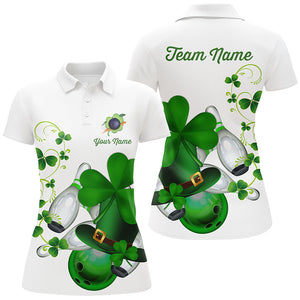 Green shamrock lucky Women bowling polo shirt Custom St Patrick Day team league bowling jerseys NQS7060