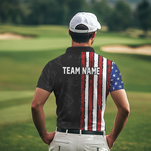 Black Camo American Flag Golf Polo Shirts For Men custom Patriotic golf outfit Team Jerseys NQS9727